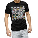 tシャツ メンズ 半袖 ブラック デザイン XS S M L XL 2XL Tシャツ ティーシャツ T shirt 黒 008813 ユニーク 模様 カラフル イラスト クッキー
