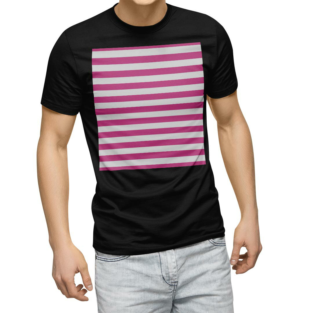 Other - tシャツ メンズ 半袖 ブラック デザイン XS S M L XL 2XL Tシャツ ティーシャツ T shirt　黒 009029 その他 シンプル　ボーダー　ピンク