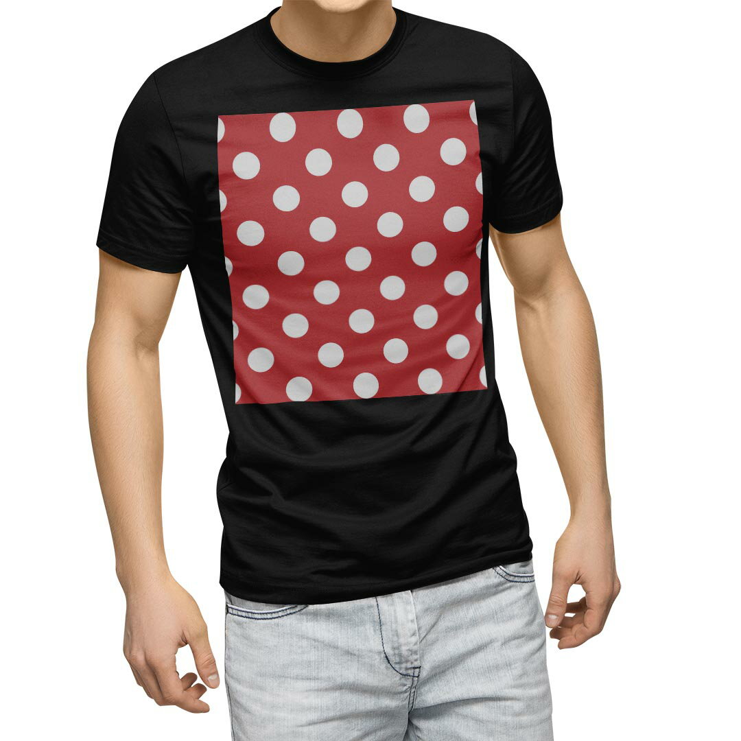 tシャツ メンズ 半袖 ブラック デザイン XS S M L XL 2XL Tシャツ ティーシャツ T shirt 黒 009067 その他 シンプル 水玉 ドット 赤