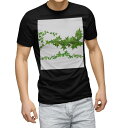 tシャツ メンズ 半袖 ブラック デザイン XS S M L XL 2XL Tシャツ ティーシャツ T shirt 黒 009136 花　植物　シンプル
