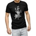 tシャツ メンズ 半袖 ブラック デザイン XS S M L XL 2XL Tシャツ ティーシャツ T shirt 黒 009148 植物 イラスト 黒(4)