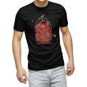 tシャツ メンズ 半袖 ブラック デザイン XS S M L XL 2XL Tシャツ ティーシャツ T shirt 黒 009177 果物 赤 スイカ