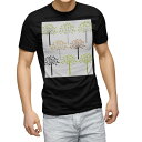 tシャツ メンズ 半袖 ブラック デザイン XS S M L XL 2XL Tシャツ ティーシャツ T shirt 黒 009285 植物 カラフル シンプル(4)