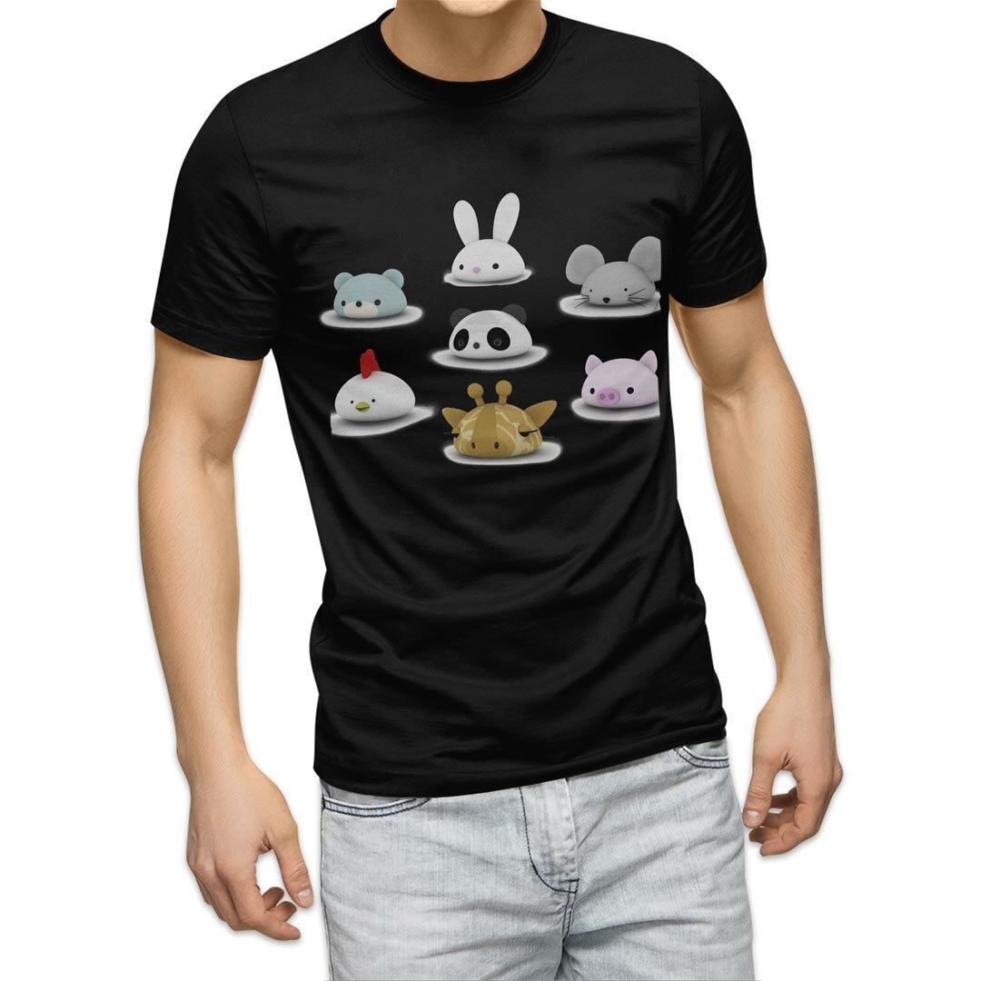 tシャツ メンズ 半袖 ブラック デザイン XS S M L XL 2XL Tシャツ ティーシャツ T shirt 黒 009407 動物　キャラクター　鳥(4.0)