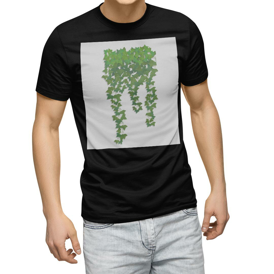 Shirts, T-Shirts - tシャツ メンズ 半袖 ブラック デザイン XS S M L XL 2XL Tシャツ ティーシャツ T shirt 黒 009409 植物　シンプル　緑