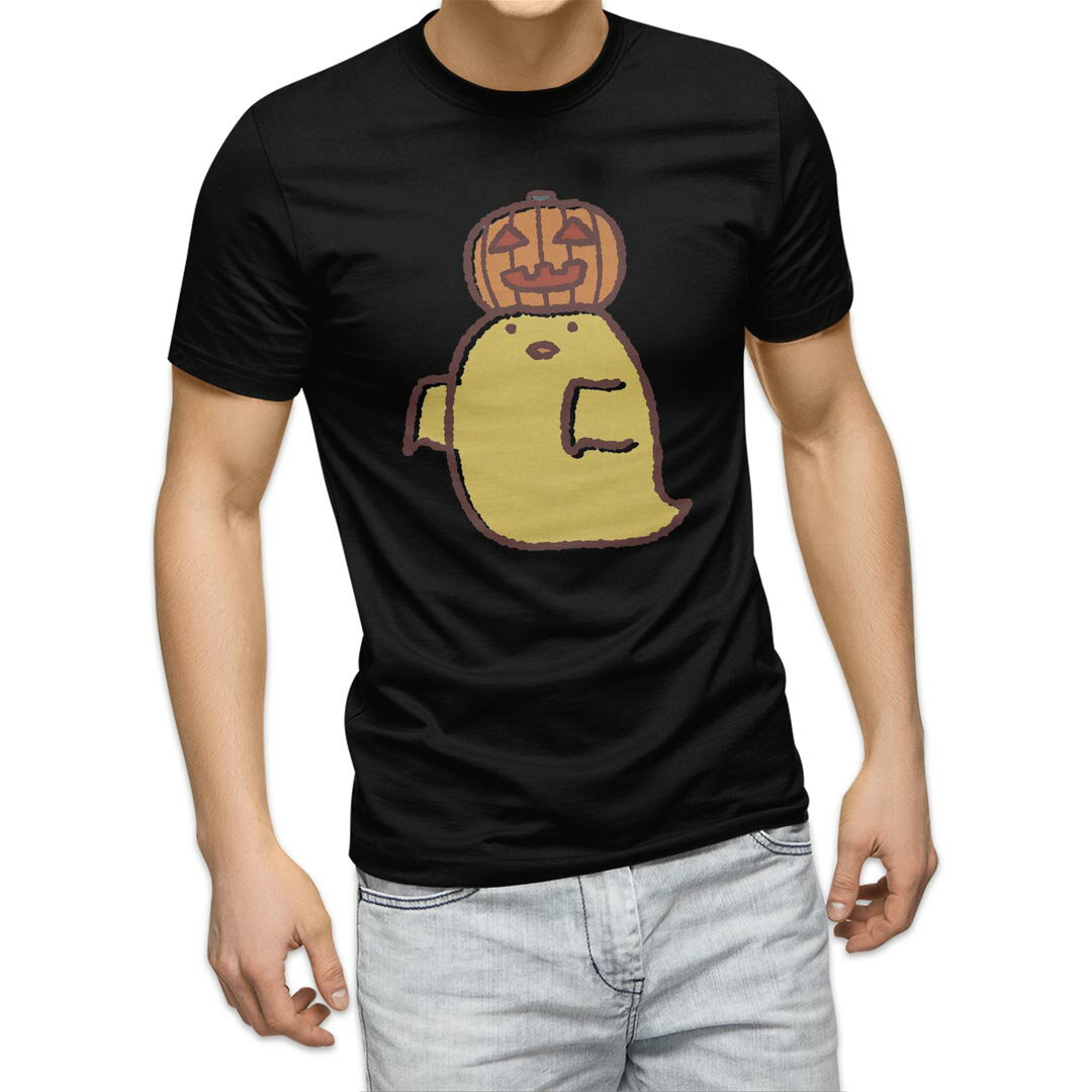 Character - tシャツ メンズ 半袖 ブラック デザイン XS S M L XL 2XL Tシャツ ティーシャツ T shirt 黒 009557 鳥　ひよこ　キャラクター