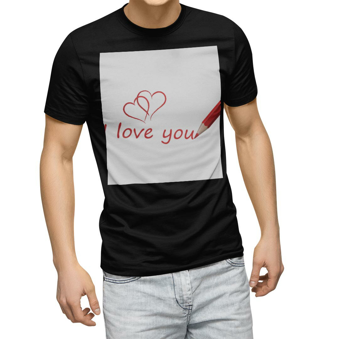 Rakuten - tシャツ メンズ 半袖 ブラック デザイン XS S M L XL 2XL Tシャツ ティーシャツ T shirt 黒 009657 英語　LOVE　赤