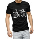 tシャツ メンズ 半袖 ブラック デザイン XS S M L XL 2XL Tシャツ ティーシャツ T shirt 黒 009765 乗り物 自転車 モノクロ