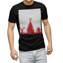 tシャツ メンズ 半袖 ブラック デザイン XS S M L XL 2XL Tシャツ ティーシャツ T shirt 黒 009911 クリスマス ツリー 赤