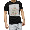 tシャツ メンズ 半袖 ブラック デザイン XS S M L XL 2XL Tシャツ ティーシャツ T shirt 黒 009941 クリスマス ツリー 赤 緑