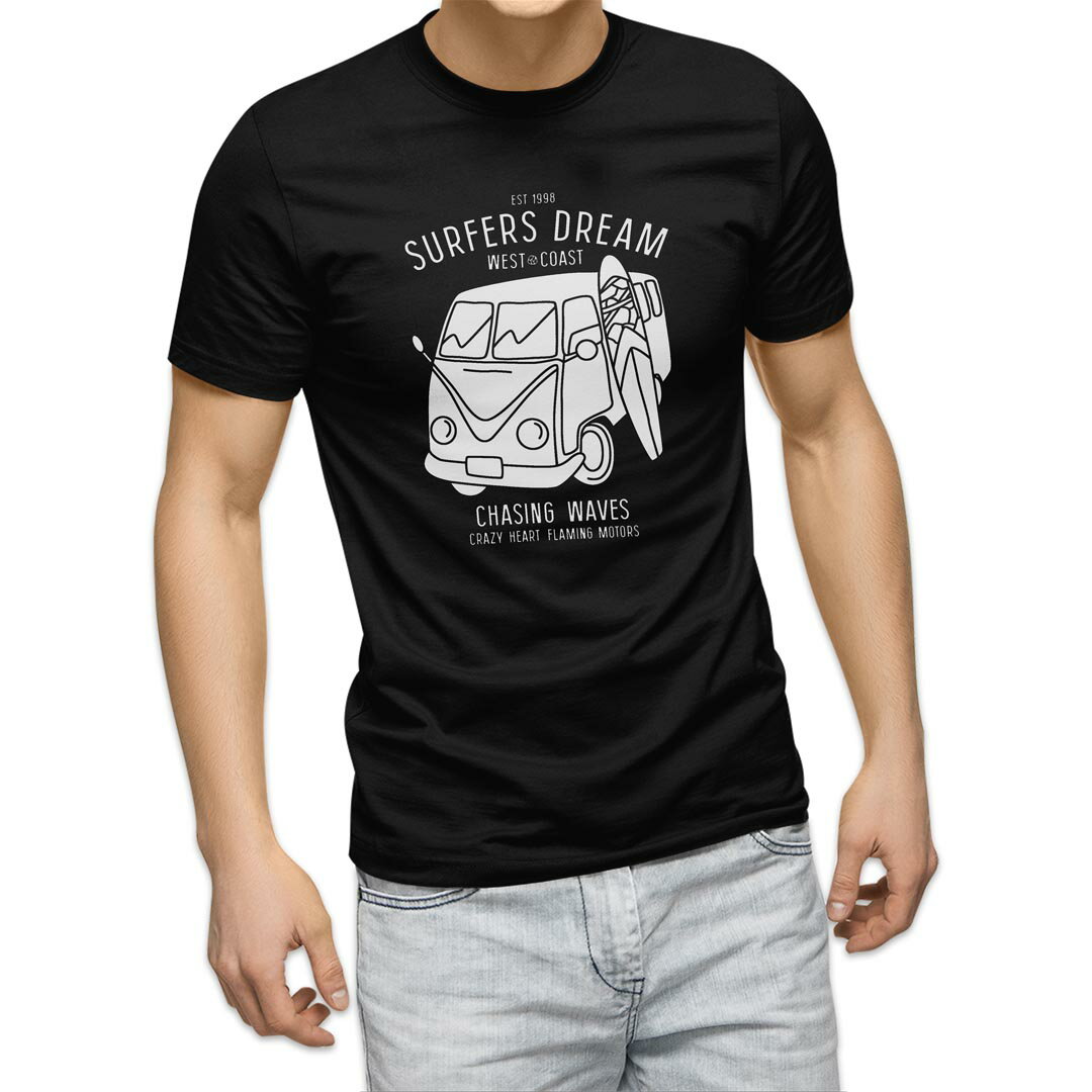 Shirts, T-Shirts - tシャツ メンズ 半袖 ブラック デザイン XS S M L XL 2XL Tシャツ ティーシャツ T shirt 黒 009947 サーフィン　乗り物　英語
