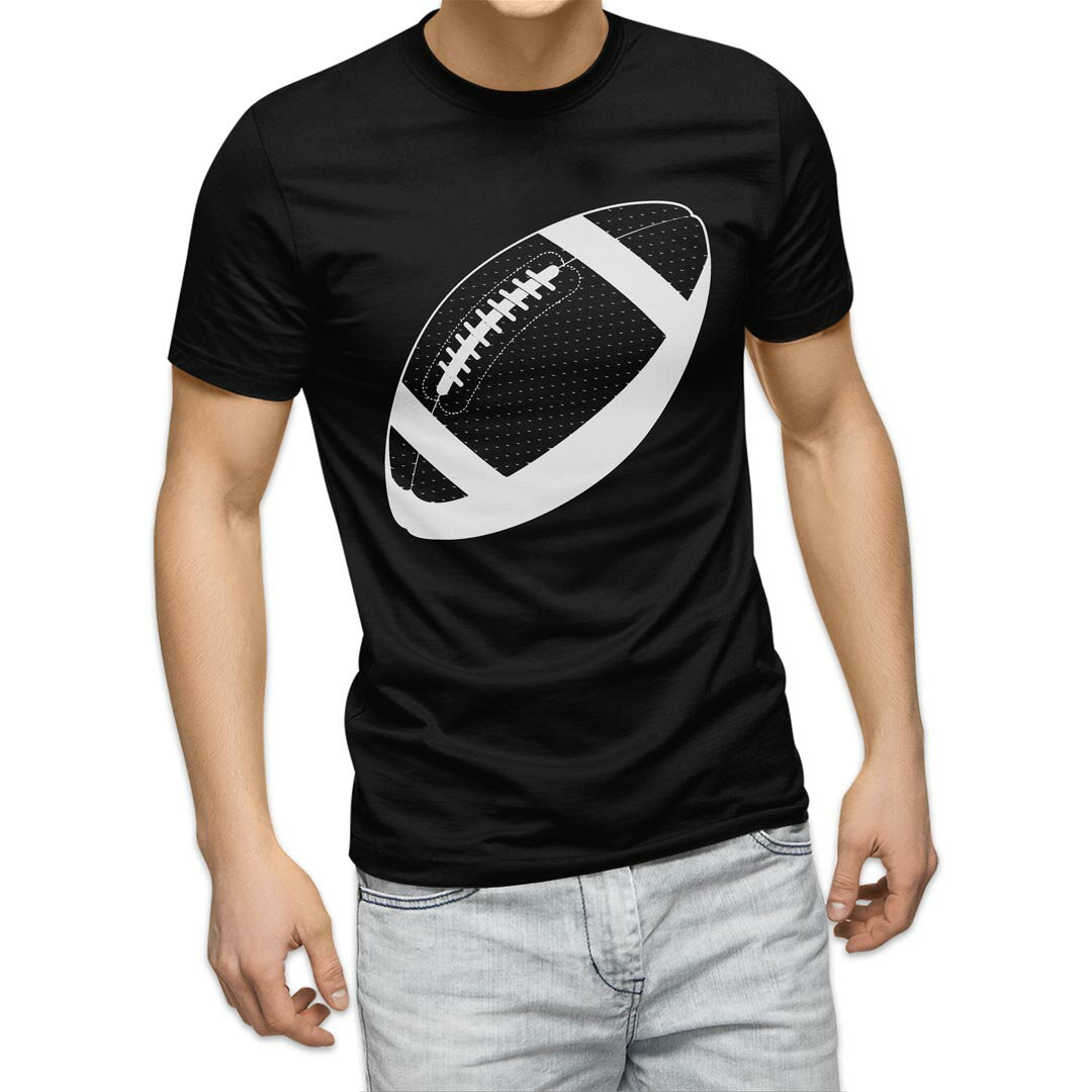 Shirts, T-Shirts - tシャツ メンズ 半袖 ブラック デザイン XS S M L XL 2XL Tシャツ ティーシャツ T shirt 黒 010184 スポーツ　ラグビー　ボール