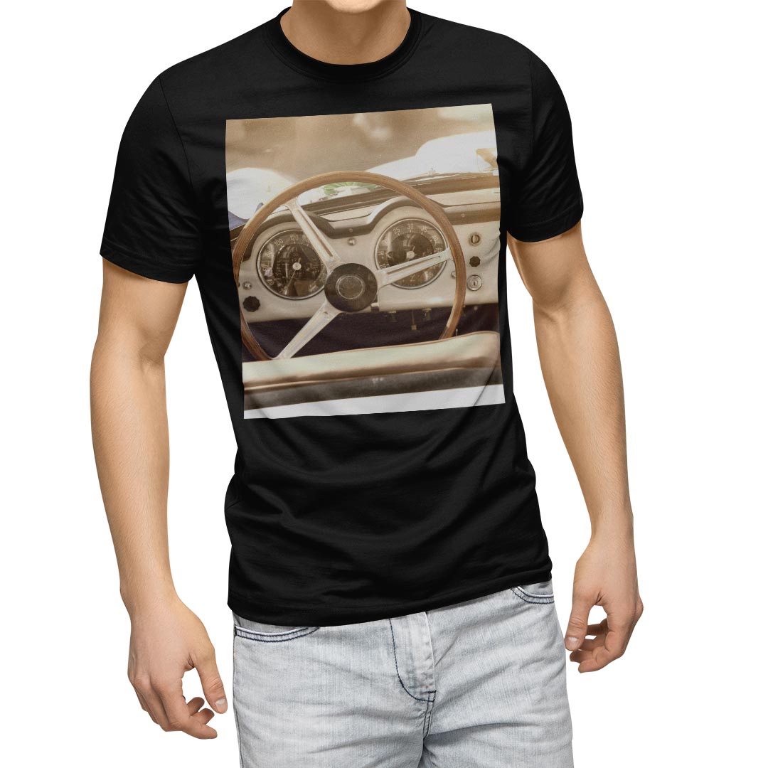 tシャツ メンズ 半袖 ブラック デザイン XS S M L XL 2XL Tシャツ ティーシャツ T shirt　黒 010368 乗り物　車　写真