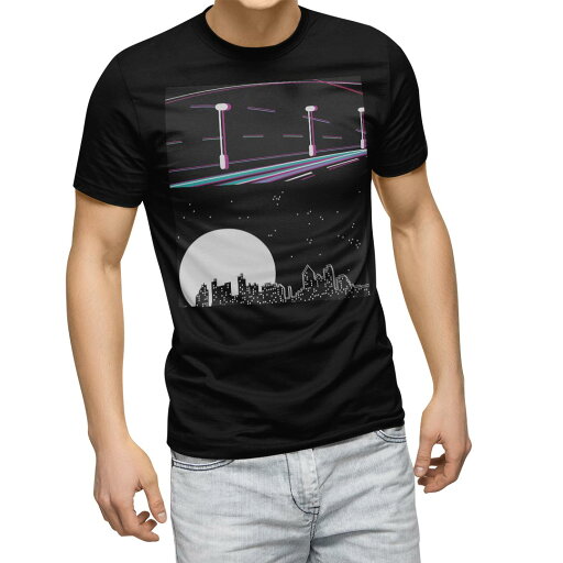 tシャツ メンズ 半袖 ブラック デザイン XS S M L XL 2XL Tシャツ ティーシャツ T shirt 黒 010410 風景 夜景 月 tシャツ メンズ 半袖 ブラック デザイン XS S M L XL 2XL Tシャツ ティーシャツ T shirt 黒 010410 風景 夜景 月