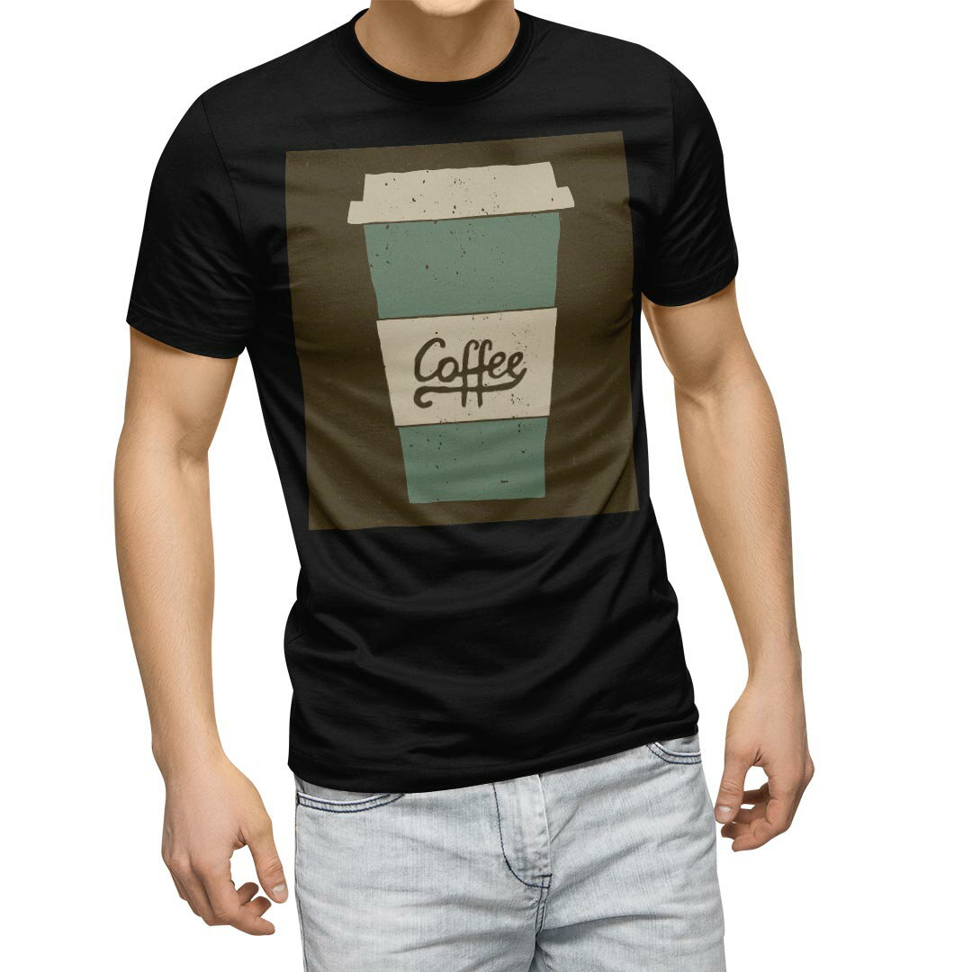 tシャツ メンズ 半袖 ブラック デザイン XS S M L XL 2XL Tシャツ ティーシャツ T shirt　黒 010435 カフェ　コーヒー　シンプル