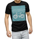 tシャツ メンズ 半袖 ブラック デザイン XS S M L XL 2XL Tシャツ ティーシャツ T shirt 黒 010448 乗り物 自転車 青