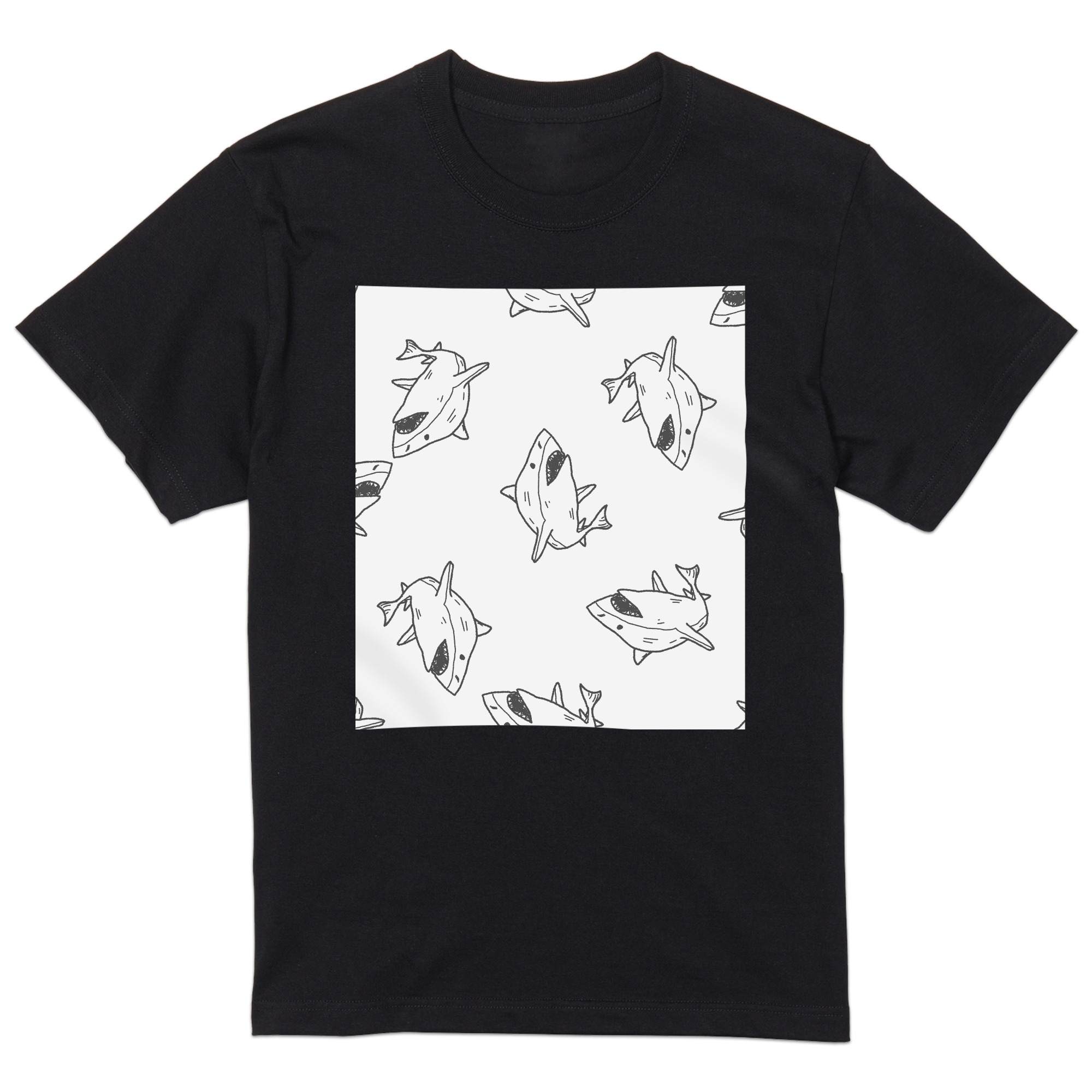 tシャツ メンズ 半袖 ブラック デザイン XS S M L XL 2XL Tシャツ ティーシャツ T shirt　黒 010515 サメ　海　生き物