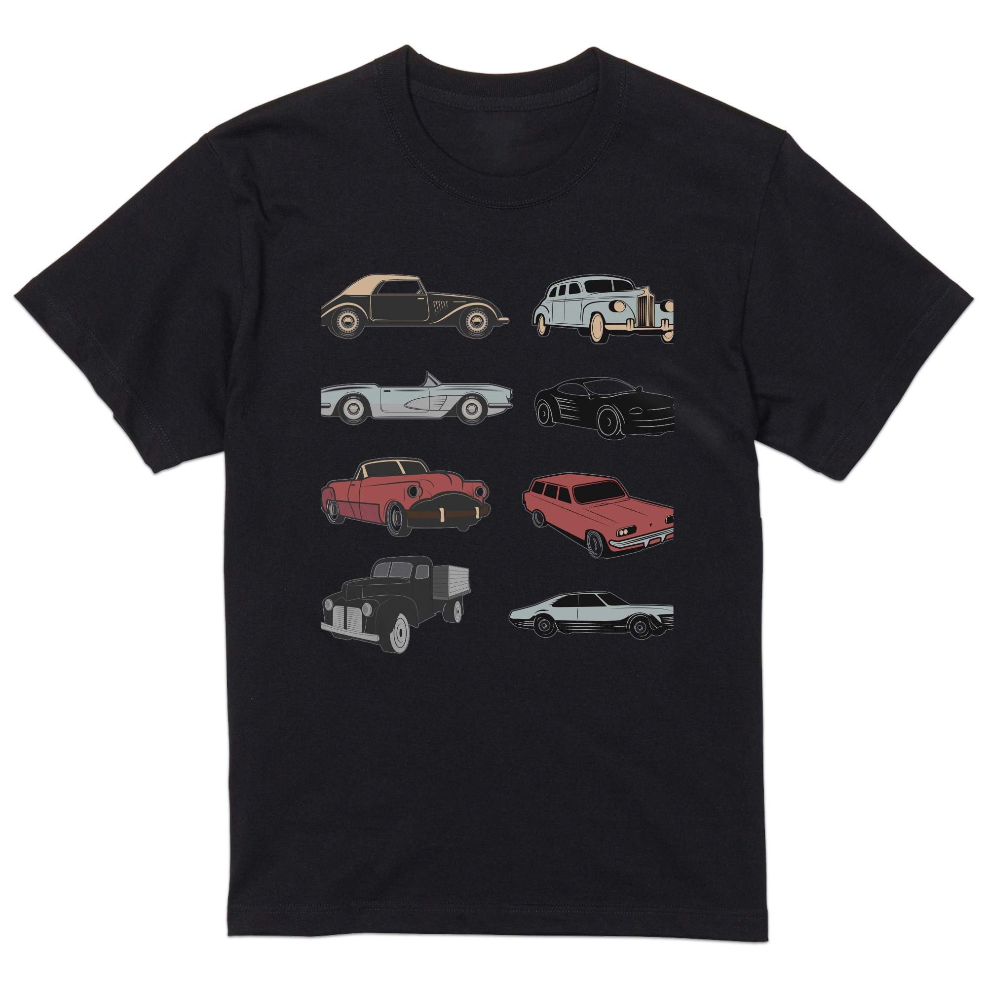 tシャツ メンズ 半袖 ブラック デザイン XS S M L XL 2XL Tシャツ ティーシャツ T shirt 黒 010758 レトロ　車　イラスト