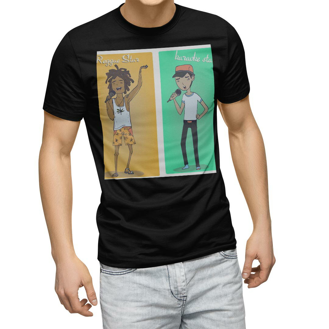 tシャツ メンズ 半袖 ブラック デザイン XS S M L XL 2XL Tシャツ ティーシャツ T shirt　黒 010873 レゲエ　人物　音楽
