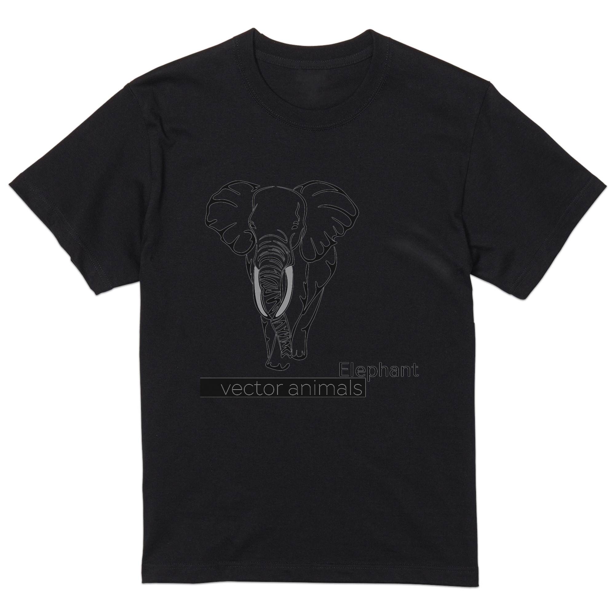 tシャツ メンズ 半袖 ブラック デザイン XS S M L XL 2XL Tシャツ ティーシャツ T shirt 黒 010883 ゾウ　動物　モノクロ