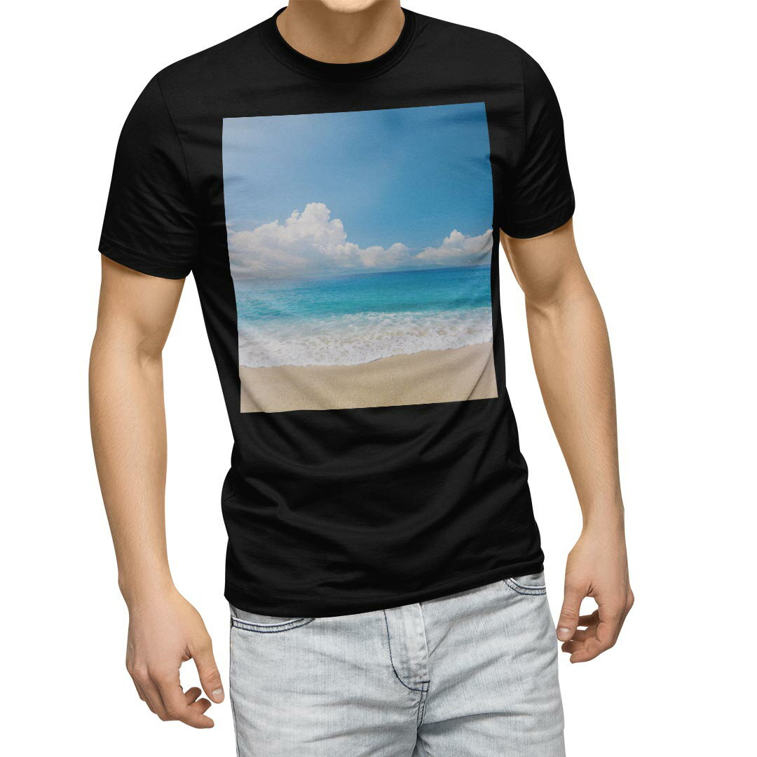 Other - tシャツ メンズ 半袖 ブラック デザイン XS S M L XL 2XL Tシャツ ティーシャツ T shirt　黒 011085 海　ビーチ　写真