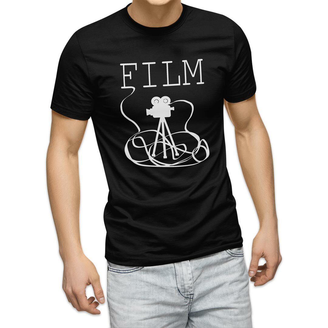 tシャツ メンズ 半袖 ブラック デザイン XS S M L XL 2XL Tシャツ ティーシャツ T shirt 黒 011123 カメラ　ビデオ　写真