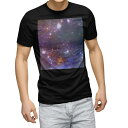 tシャツ メンズ 半袖 ブラック デザイン XS S M L XL 2XL Tシャツ ティーシャツ T shirt　黒 011146 宇宙　夜空　星