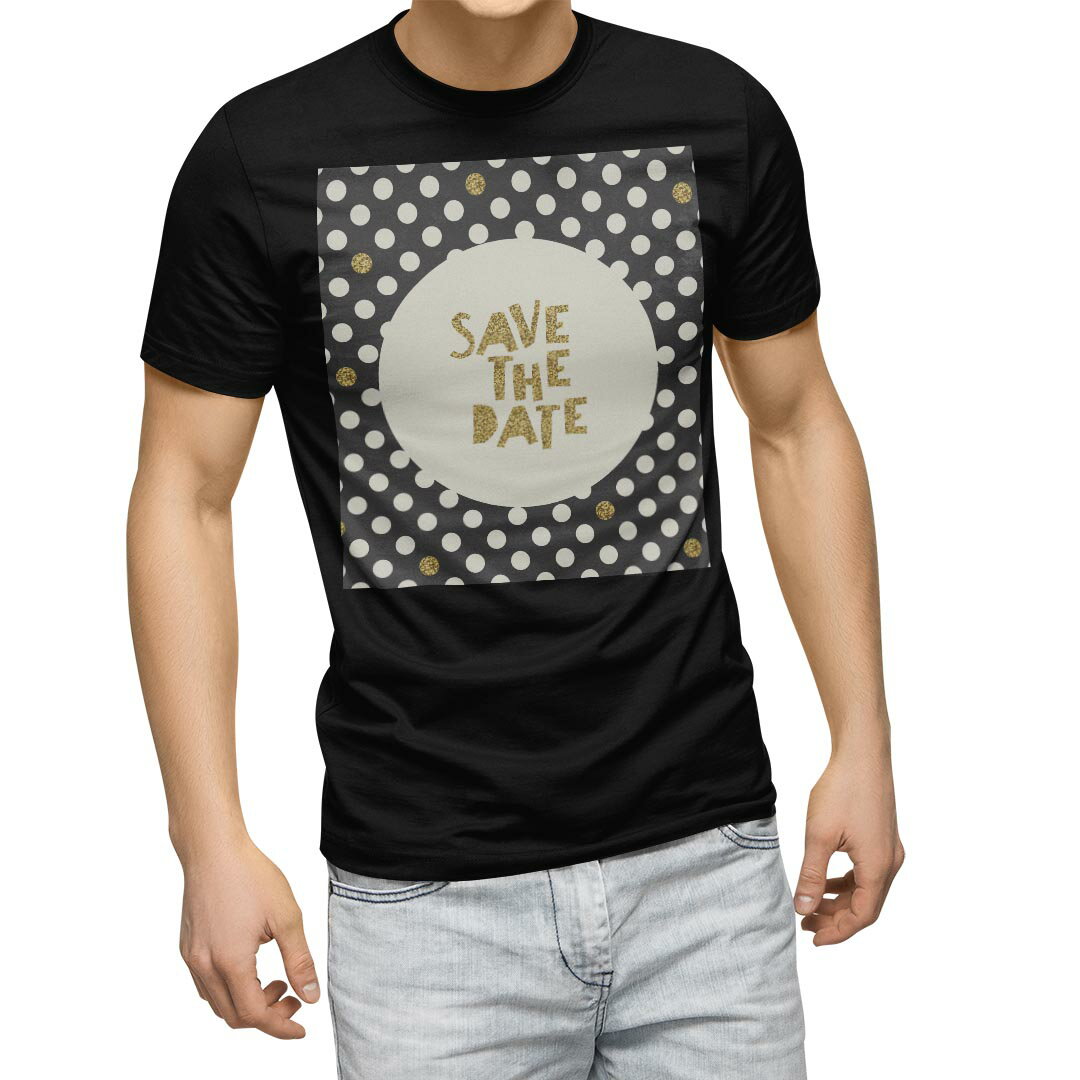 tシャツ メンズ 半袖 ブラック デザイン XS S M L XL 2XL Tシャツ ティーシャツ T shirt 黒 011224 英語 水玉 ドット