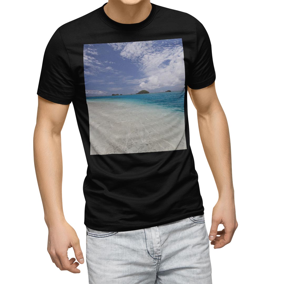 tシャツ メンズ 半袖 ブラック デザイン XS S M L XL 2XL Tシャツ ティーシャツ T shirt　黒 011230 海　ビーチ　リゾート
