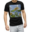 tシャツ メンズ 半袖 ブラック デザイン XS S M L XL 2XL Tシャツ ティーシャツ T shirt 黒 011366 花 ひまわり 写真