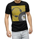 tシャツ メンズ 半袖 ブラック デザイン XS S M L XL 2XL Tシャツ ティーシャツ T shirt 黒 011394 音楽 ヘッドホン ミュージック