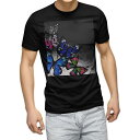 tシャツ メンズ 半袖 ブラック デザイン XS S M L XL 2XL Tシャツ ティーシャツ T shirt 黒 011426 蝶 ペイント カラフル