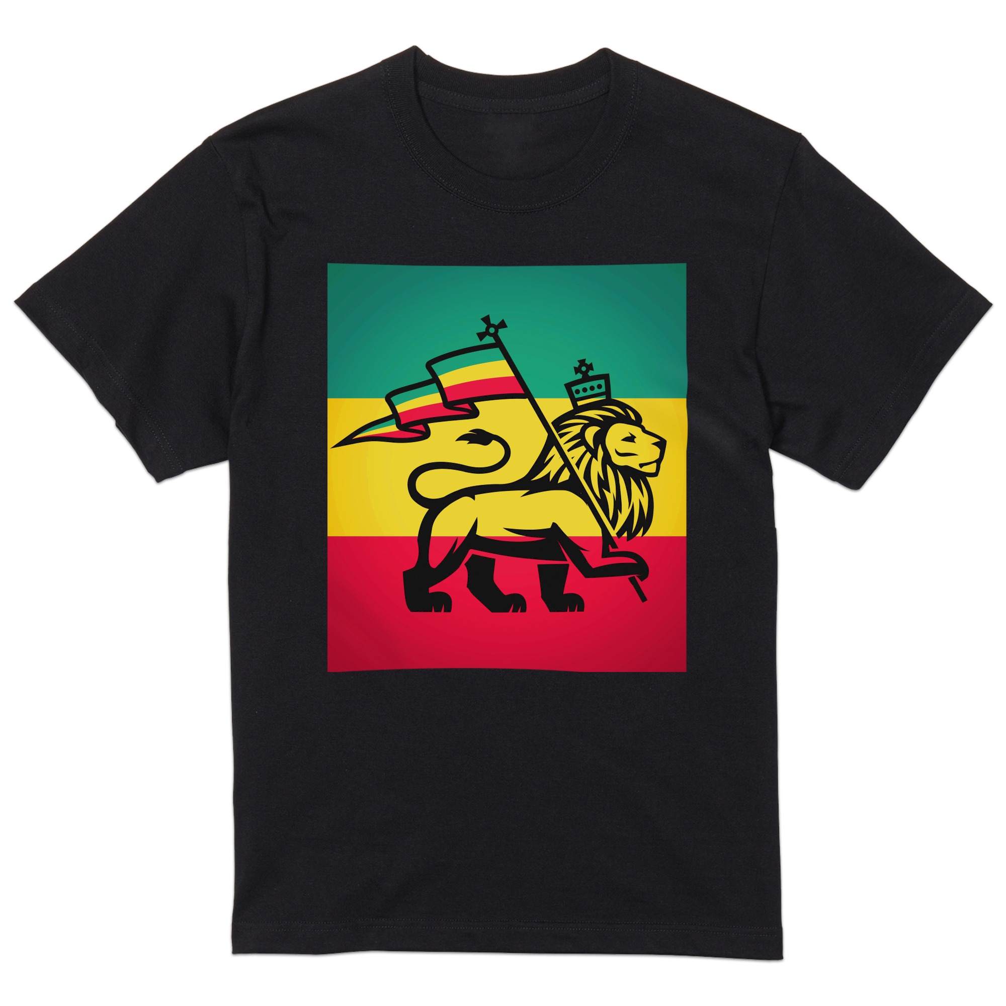 tシャツ メンズ 半袖 ブラック デザイン XS S M L XL 2XL Tシャツ ティーシャツ T shirt　黒 011741 レゲエ　動物　ライオン