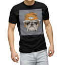 tシャツ メンズ 半袖 ブラック デザイン XS S M L XL 2XL Tシャツ ティーシャツ T shirt 黒 011757 犬 帽子 サングラス(4)