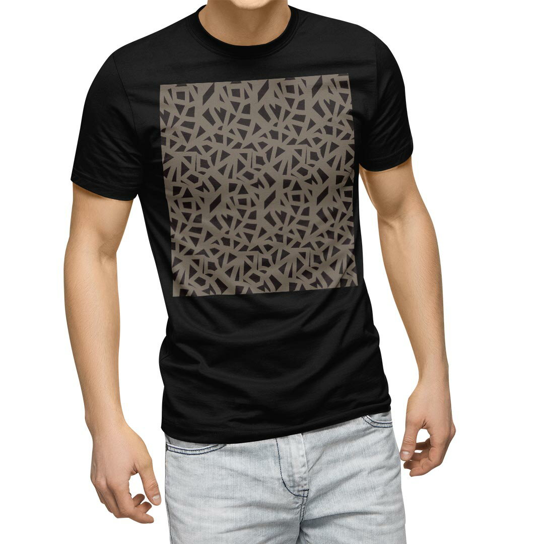 乐天商城 - tシャツ メンズ 半袖 ブラック デザイン XS S M L XL 2XL Tシャツ ティーシャツ T shirt　黒 012040 黒　茶色　模様