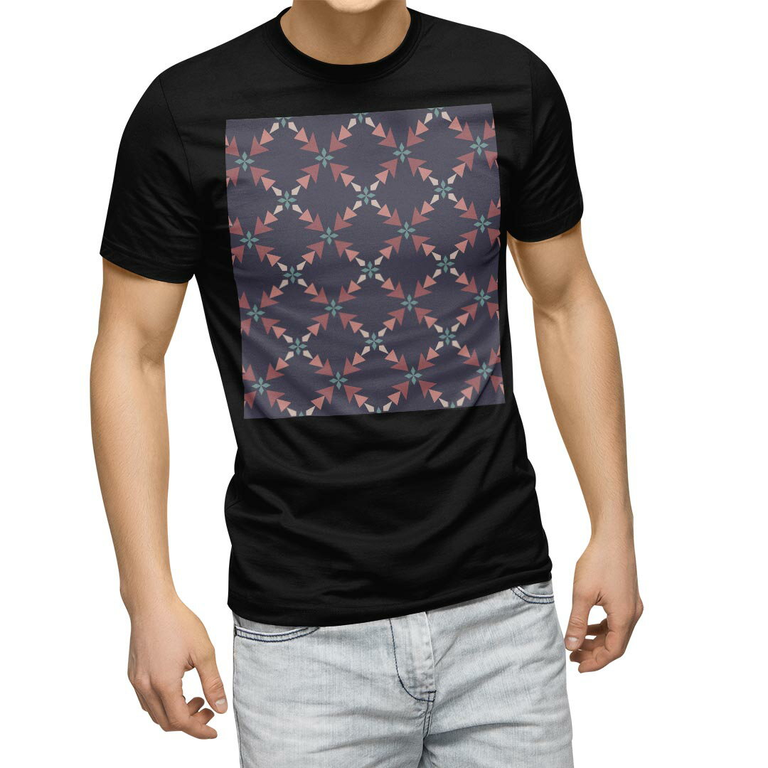 tシャツ メンズ 半袖 ブラック デザイン XS S M L XL 2XL Tシャツ ティーシャツ T shirt　黒 012094 模様　幾何学模様　柄
