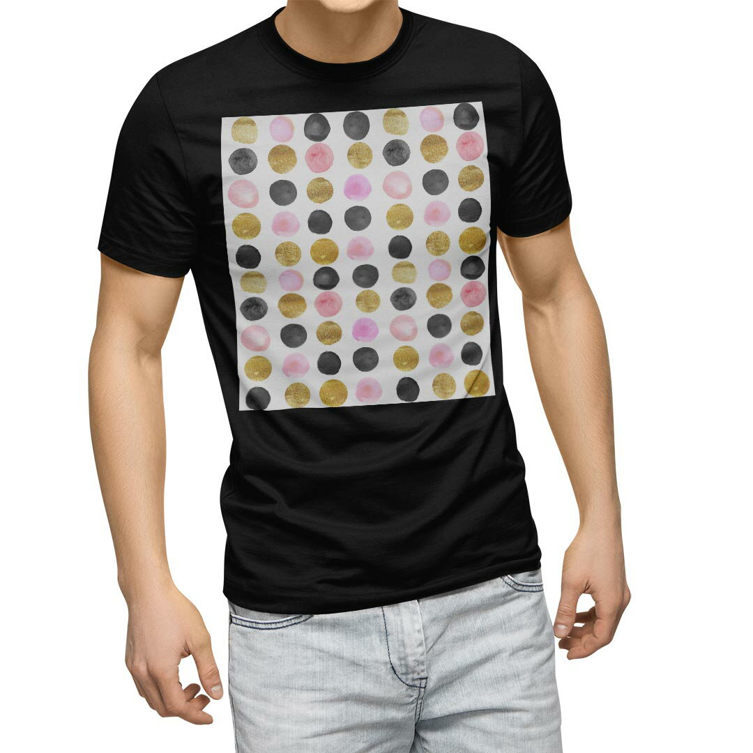 乐天商城 - tシャツ メンズ 半袖 ブラック デザイン XS S M L XL 2XL Tシャツ ティーシャツ T shirt　黒 012165 丸　ドット　模様