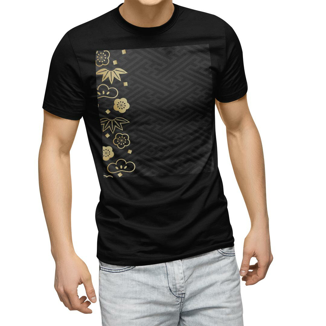 tシャツ メンズ 半袖 ブラック デザイン XS S M L XL 2XL Tシャツ ティーシャツ T shirt　黒 012314 黒　和柄　和