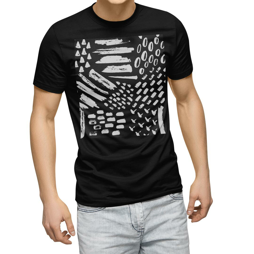tシャツ メンズ 半袖 ブラック デザイン XS S M L XL 2XL Tシャツ ティーシャツ T shirt　黒 012474 モノトーン　白黒　柄
