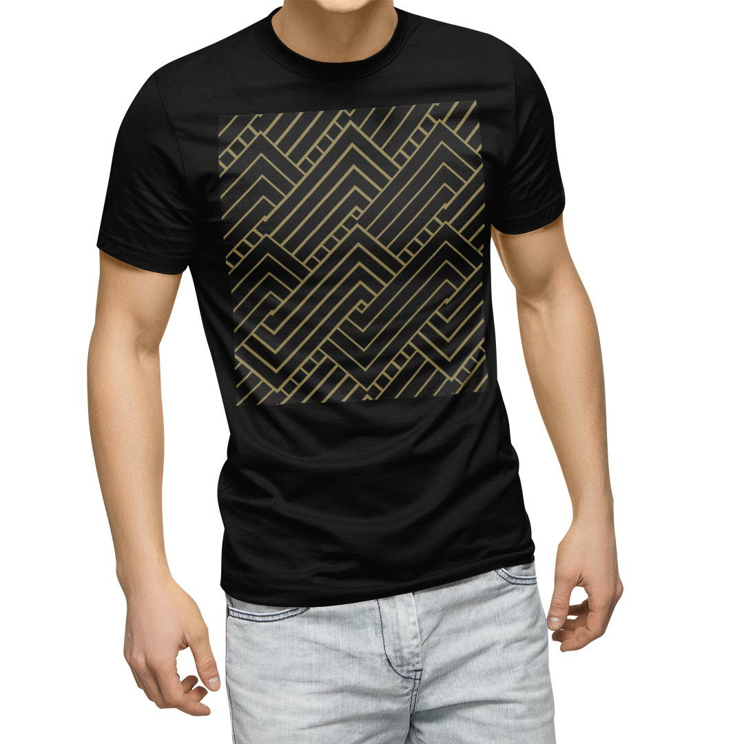tシャツ メンズ 半袖 ブラック デザイン XS S M L XL 2XL Tシャツ ティーシャツ T shirt 黒 012562 黒 柄 モダン