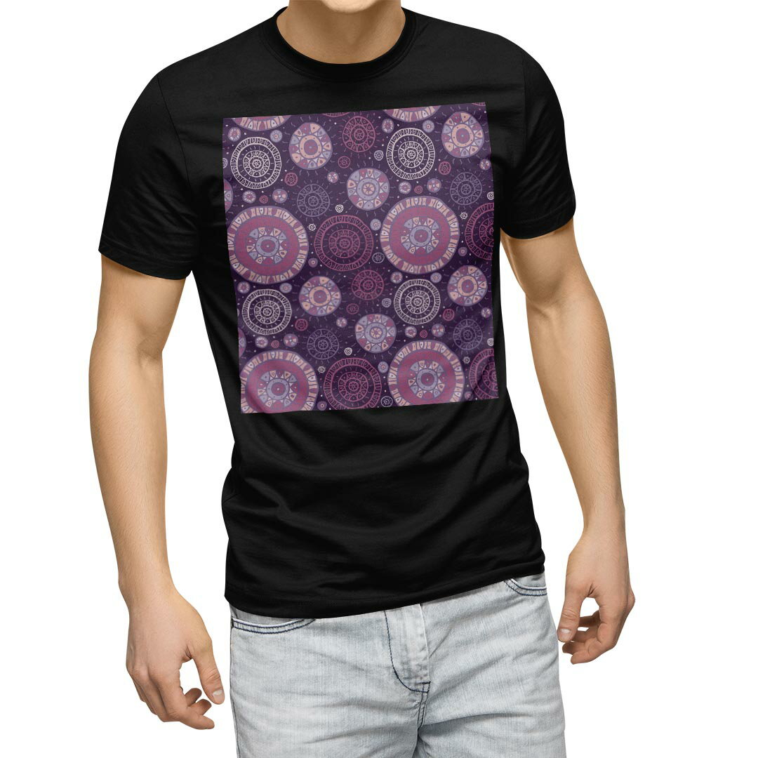 Shirts, T-Shirts - tシャツ メンズ 半袖 ブラック デザイン XS S M L XL 2XL Tシャツ ティーシャツ T shirt　黒 012676 丸　柄　模様