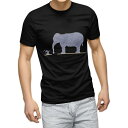 tシャツ メンズ 半袖 ブラック デザイン XS S M L XL 2XL Tシャツ ティーシャツ T shirt 黒 012771 ぞう ねずみ 動物