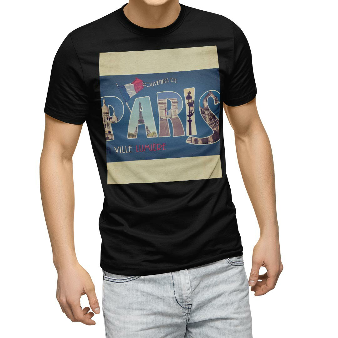 Spain （Clubs） - tシャツ メンズ 半袖 ブラック デザイン XS S M L XL 2XL Tシャツ ティーシャツ T shirt　黒 012832 パリ　英語　文字
