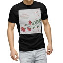 tシャツ メンズ 半袖 ブラック デザイン XS S M L XL 2XL Tシャツ ティーシャツ T shirt 黒 012908 母の日 カーネーション 花