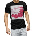 tシャツ メンズ 半袖 ブラック デザイン XS S M L XL 2XL Tシャツ ティーシャツ T shirt 黒 012909 母の日 カーネーション 花