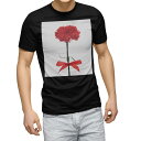tシャツ メンズ 半袖 ブラック デザイン XS S M L XL 2XL Tシャツ ティーシャツ T shirt 黒 012929 母の日 カーネーション 花