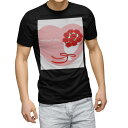 tシャツ メンズ 半袖 ブラック デザイン XS S M L XL 2XL Tシャツ ティーシャツ T shirt 黒 012934 母の日 カーネーション 花