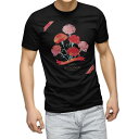 tシャツ メンズ 半袖 ブラック デザイン XS S M L XL 2XL Tシャツ ティーシャツ T shirt 黒 012948 母の日 カーネーション 花
