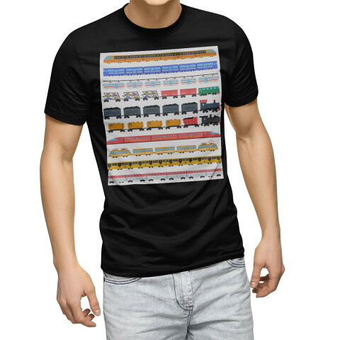 tシャツ メンズ 半袖 ブラック デザイン XS S M L XL 2XL Tシャツ ティーシャツ T shirt　黒 013183 乗り物　電車　汽車