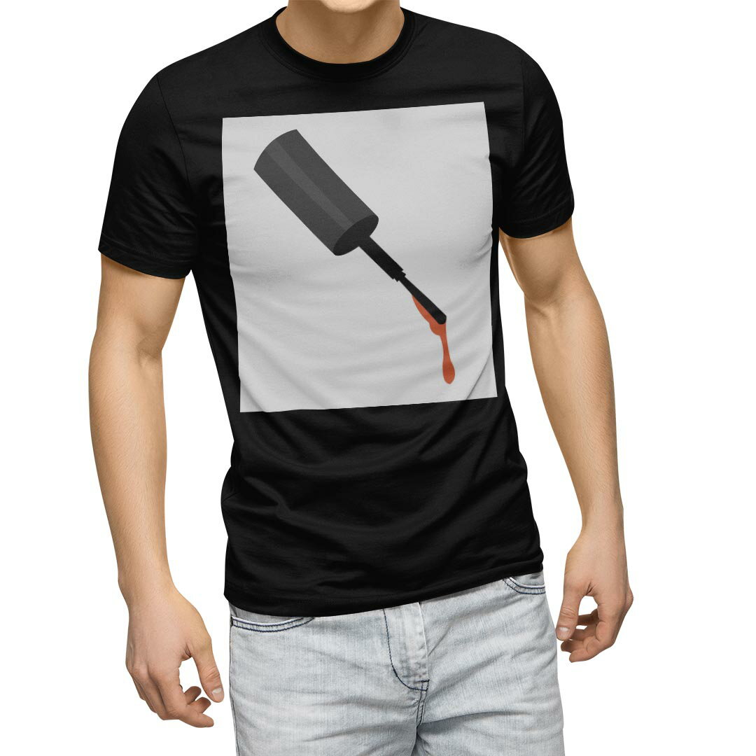 tシャツ メンズ 半袖 ブラック デザイン XS S M L XL 2XL Tシャツ ティーシャツ T shirt 黒 013319 ネイル おしゃれ マニキュア